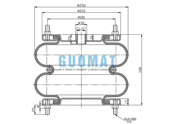 10&quot; des Verpacken-X2 Gummibälge Maschinerie-Suspendierungs-Luft-des Frühlings-FD210-22 DS Contitech