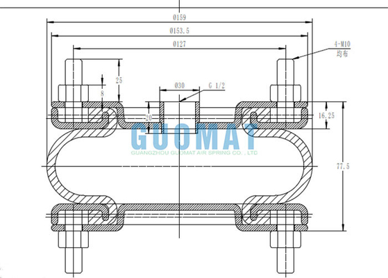 Gummibalg 8''X1 Industrie-Luftfeder-Flanschring W01R584054 Firestone