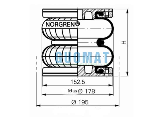 PM/31062 NORGREN industrieller Anschlag-pneumatische Art Gummiluft-Bälge des Luft-Frühlings-115mm