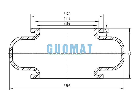8X1 Einfachgewickelte Industrie-Luftfeder 90mm Natürliche Höhe Schwarzer Gummi