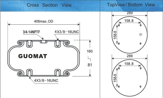 W01M586100 Einfachgewickelte Luftfeder GUOMAT NO.1B53014 3/4 NPT Lufteinlass