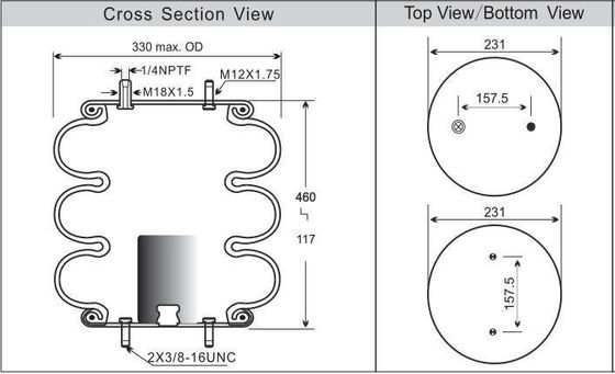 Contitech Air Bellows FT 330-29 520 Luftfahrt-Aufhängung zur Isolierung der Maschine