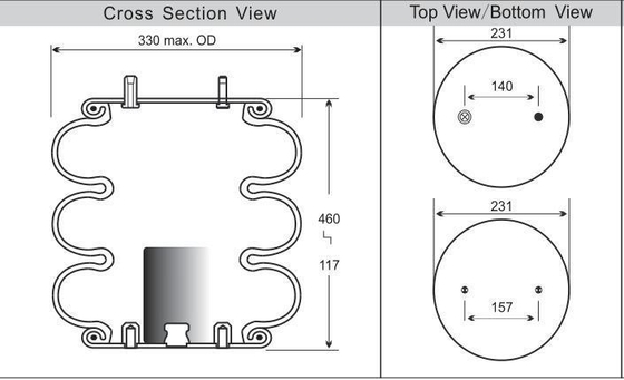 Industrielle Dreifache Luftfederung Feder Contitech FT330-29 433 für Ridewell