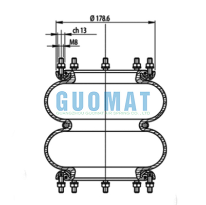 GUOMAT 2H235152 Flansche Luftfedern Ersatz T291/2 Doppelgewickelte Industrie-Airbags VOLVO 365461