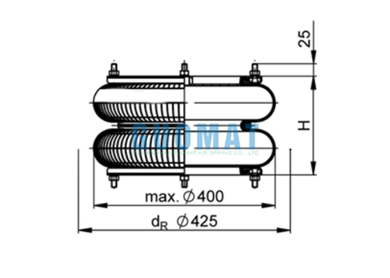 FD 614-26 Contitech Flansch Luftfeder 14"1/2x2 Gummi Luftbalg für Kartonherstellungsmaschine