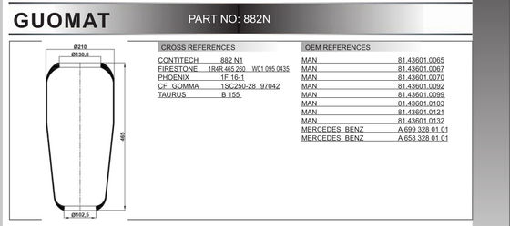 Gebrüll-Art Luft-Frühling W010950435 1R4R 465 Natur-Gummisuspendierungs-Luft-Frühling Firestone-260