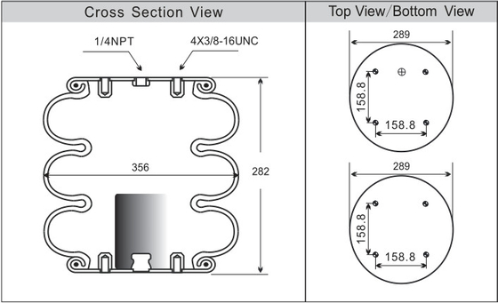 Dreifacher gewundener Goodyear-Luft-Frühling 2B12-313/459, W01-358-7808/313