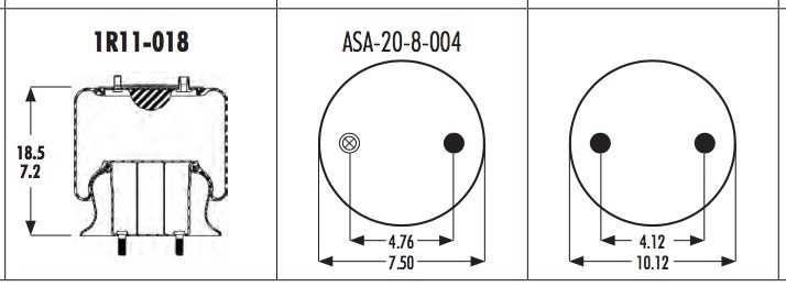 1R11-018 Goodyear Rollen-Vorsprungs-Airbag brüllt NR. 566-22-3-006 für KENWORTH K-102-A
