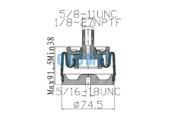 Formte 2facher Luft-Stoßdämpfer Firestone W02-358-3000 des Fahrerhaus-W02-358-3001 Ärmel-Luft-Frühling