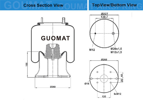 Airtech 34159-03 P/121422 Naturkautschuk-LKW-Luft-Frühlinge mit Kolben