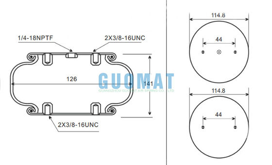 W01-358-7725 Firestone Industrial Einfachgewickelte Luftfeder 141mm Konstruktionshöhe Für elektronische Geräte
