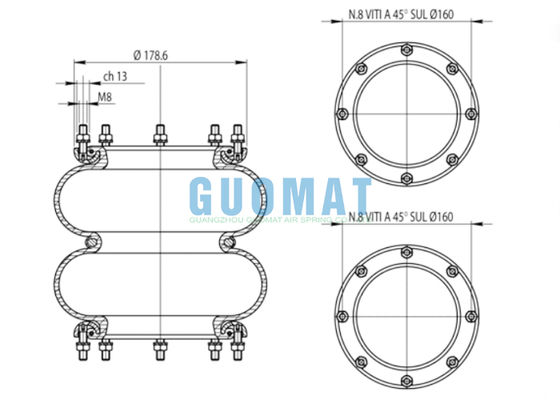 291.2.201 T291/2 Luftfederung Ballon 365461 Umwickelte Luftfeder 81720882 LANCIA