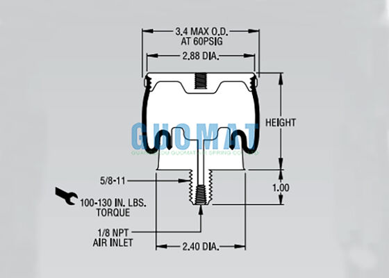 W02-358-3001 Firestone LKW-Fahrerkabinen-Luftfederung Ersatz 1M1A-0 1/8NPT Luftfederung