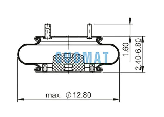 FS 330-11 467 Contitech Gummi-Airbags 64594 Einfachgewickelte Luftfeder mit Schrauben