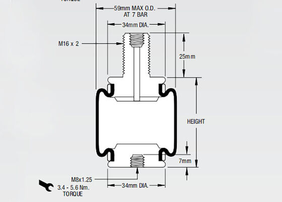 2M2A Firestone Sleeve Type Air Bellow W02-M58-3019 Austausch des Luftstoßdämpfers für die LKW-Kabine