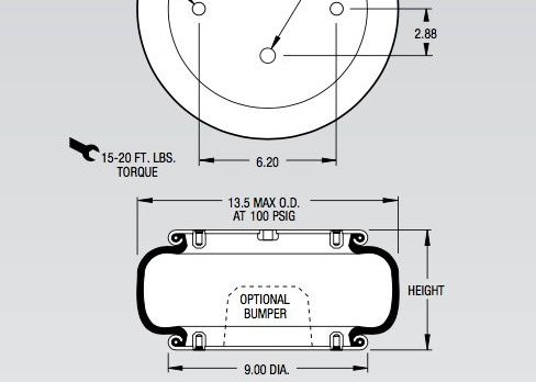 Gummiart 19-.75 des firestone-Suspendierungs-Luft-Frühlings-W01-358-7040 für Verpacken-Maschinerie