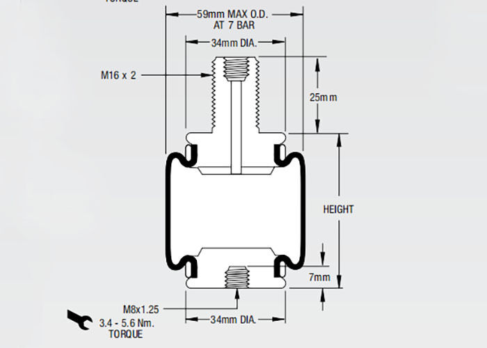 2M2A Firestone Sleeve Type Air Bellow W02-M58-3019 Austausch des Luftstoßdämpfers für die LKW-Kabine