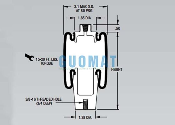 W02-358-4004 Firestone Cab Luftschlagdämpfer Stil 4004 Aufhängung Luftfeder Ersatz
